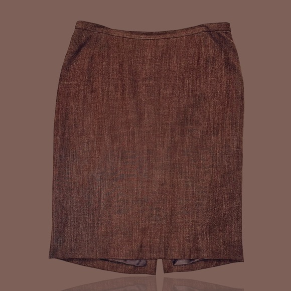 Vintage Dolce & Gabbana Brown Linen Blend Tweed Pencil Skirt IT Size 48 - Picture 14 of 16
